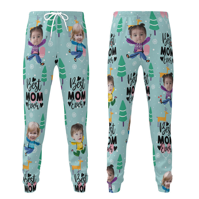 Personliga unisex-joggingbyxor med eget foto på barn söt mönsterdesign present till kära mamma