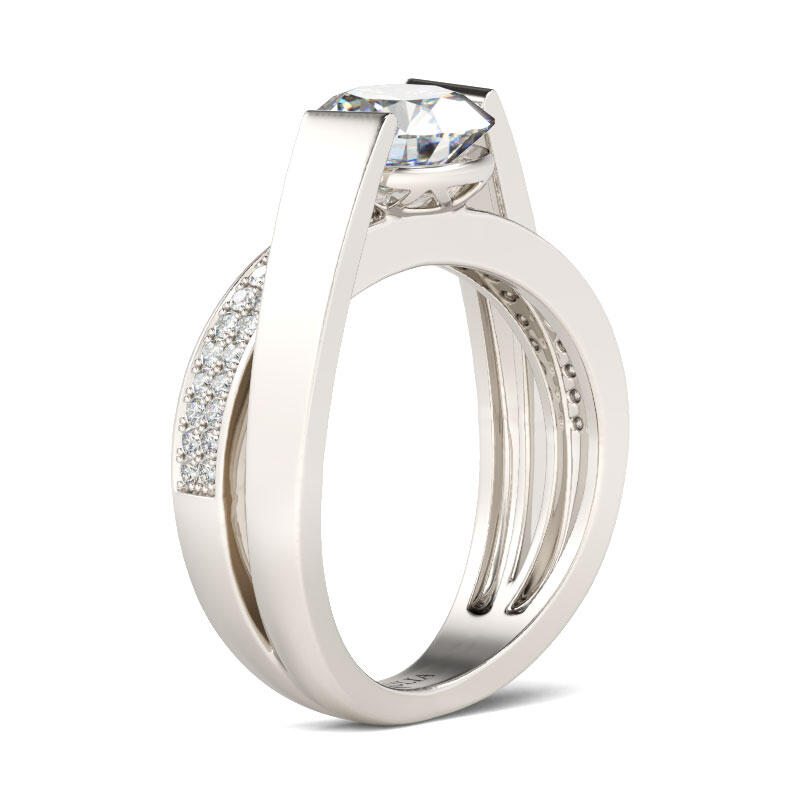 Jeulia Tension Set Round Cut Sterling Silver Ring