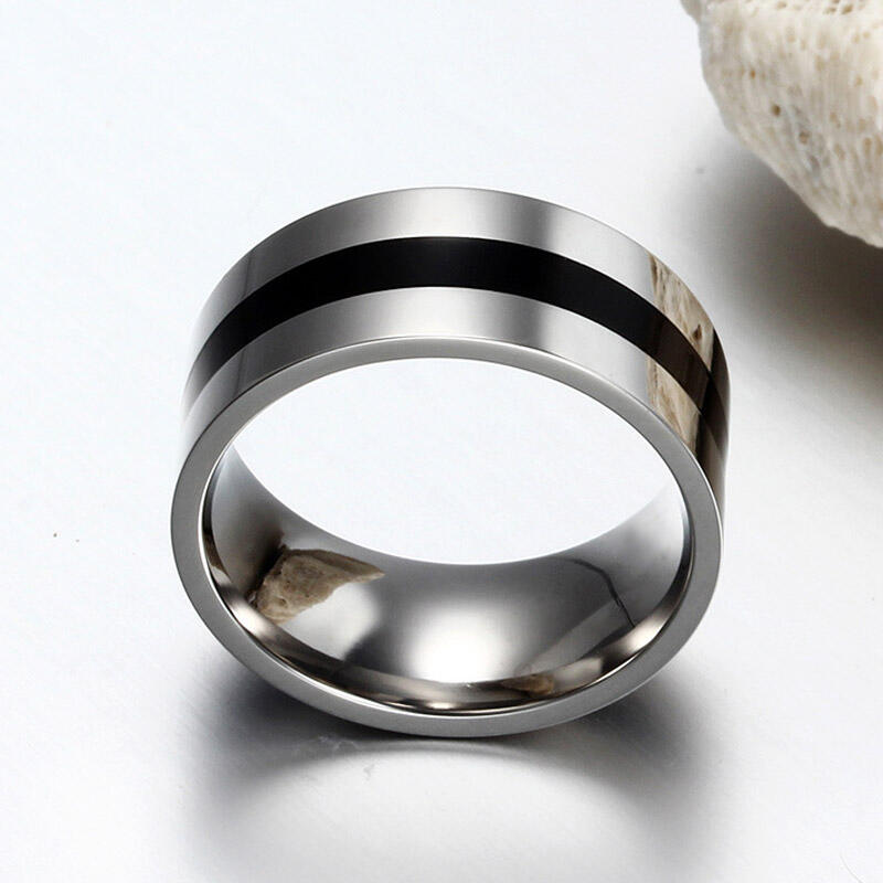 Jeulia Polished Two Tone Titanium Steel Men's Band