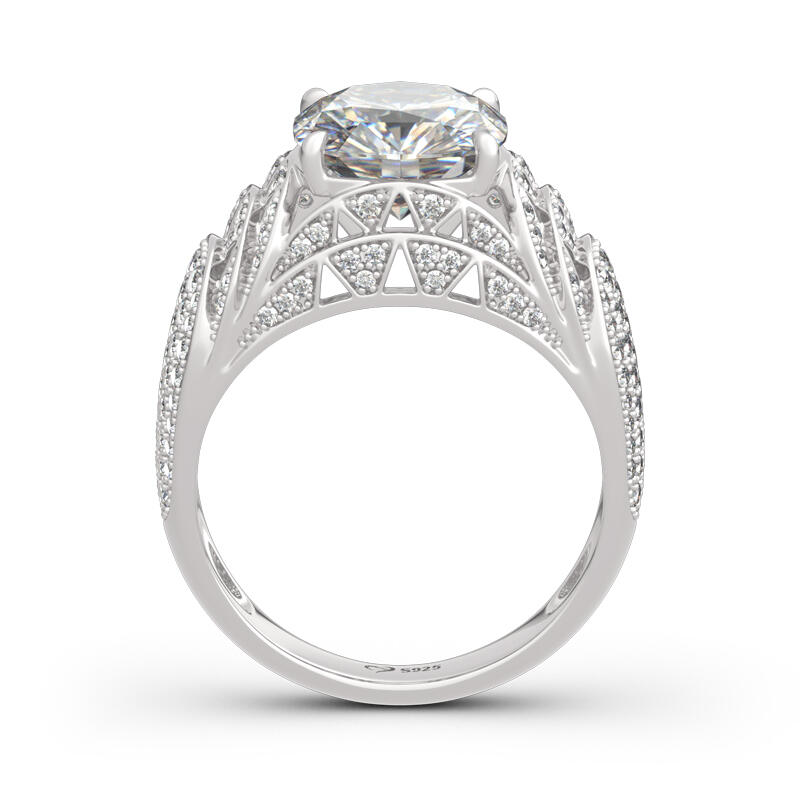 Jeulia "Chrysler Building" Cushion Cut Sterling Silver Ring