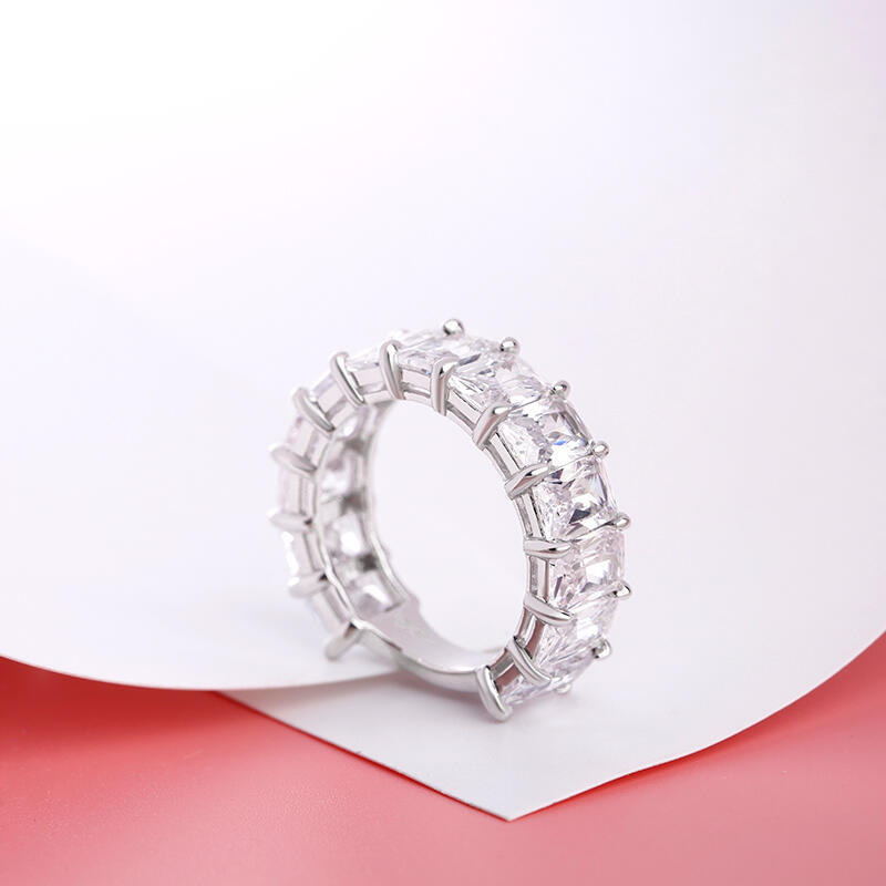 Jeulia Classic Radiant Cut Sterling Silver Women's Band