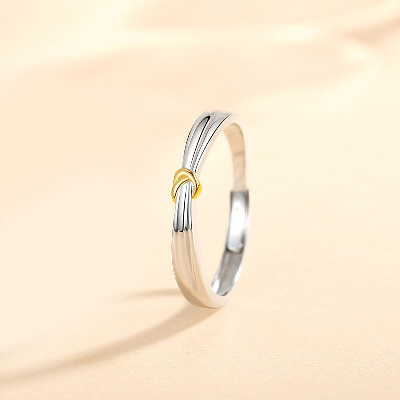 Jeulia Knot Design Two Tone Adjustable Sterling Silver Women's Band