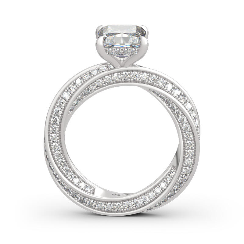 Jeulia Twist Design Princess Cut Sterling Silver Ring