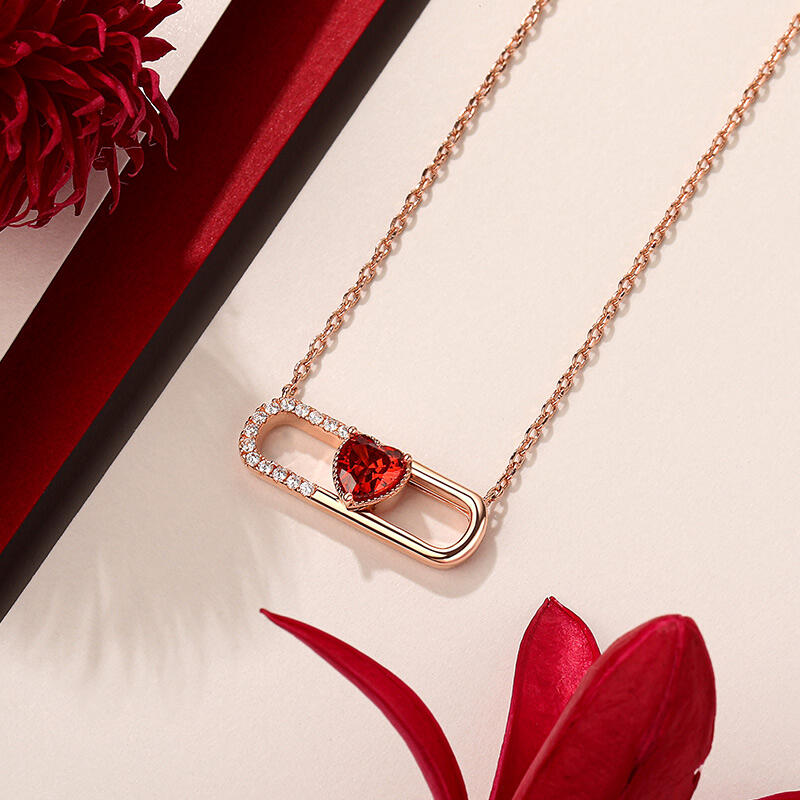 Jeulia "Heartbeat" Heart Cut Sterling Silver Necklace