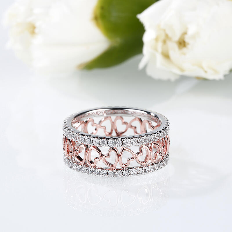 Jeulia Two Tone Heart Sterling Silver Jewelry Set