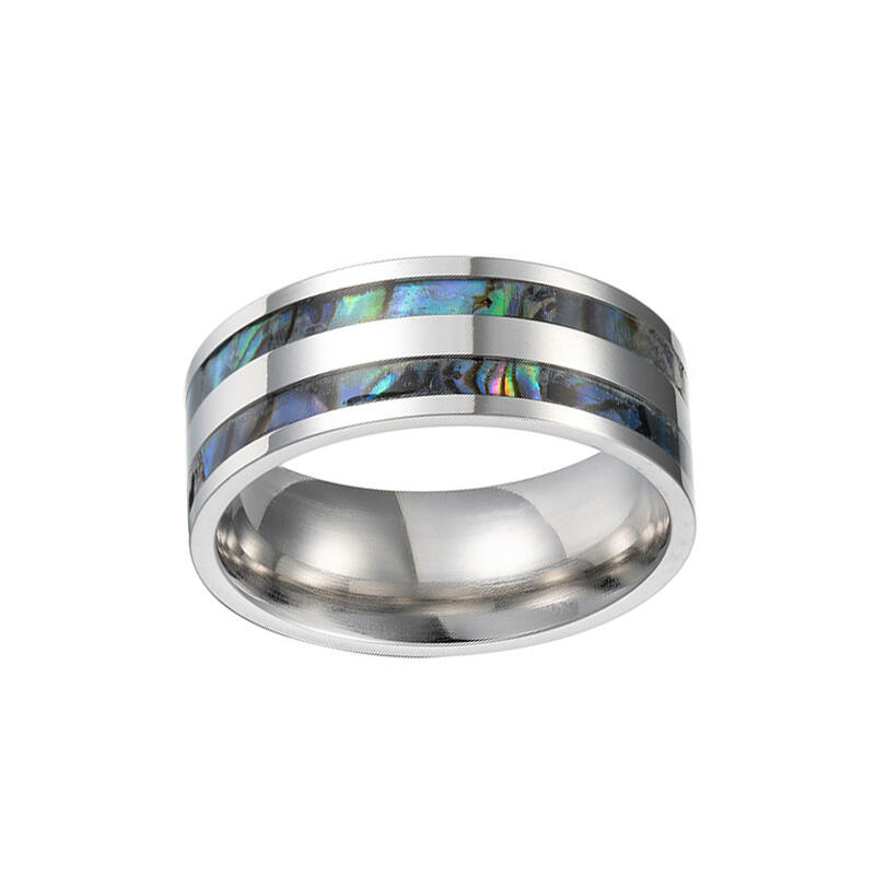 Jeulia Abalone Shell Titanium Steel Men's Band