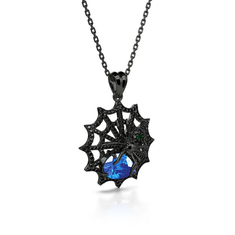 Jeulia "Clever Creator" Spider Web Sterling Silver Necklace
