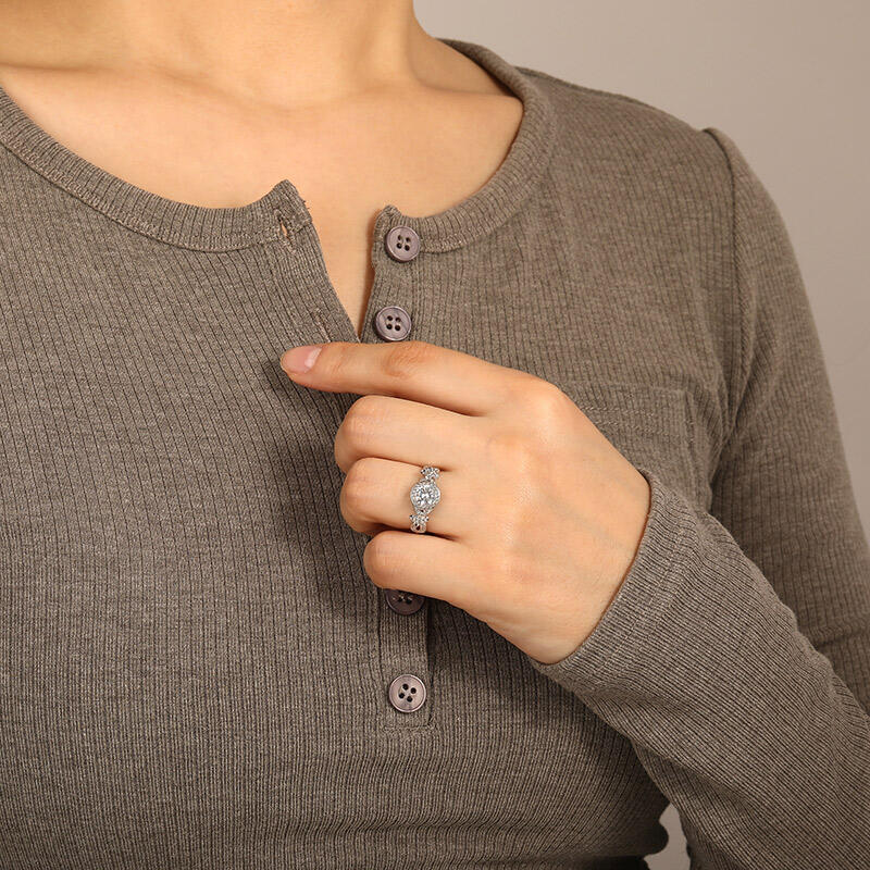 "Blütenmythos" Rundschliff Halo Verlobungsring