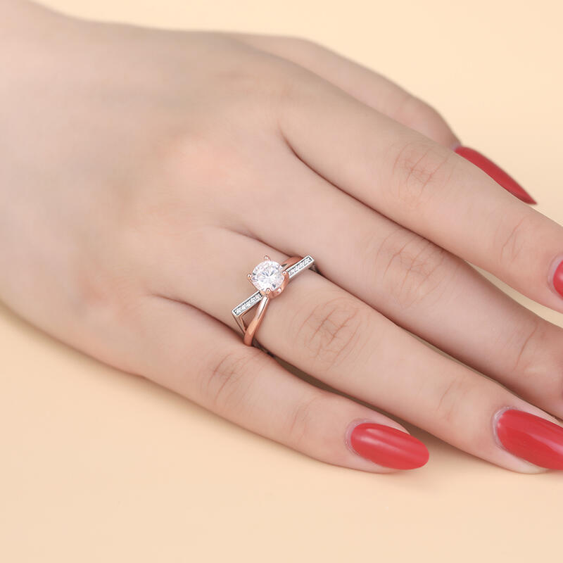 Jeulia Anillo de Compromiso Redondo Elegante Círculo Cuadrado Plata