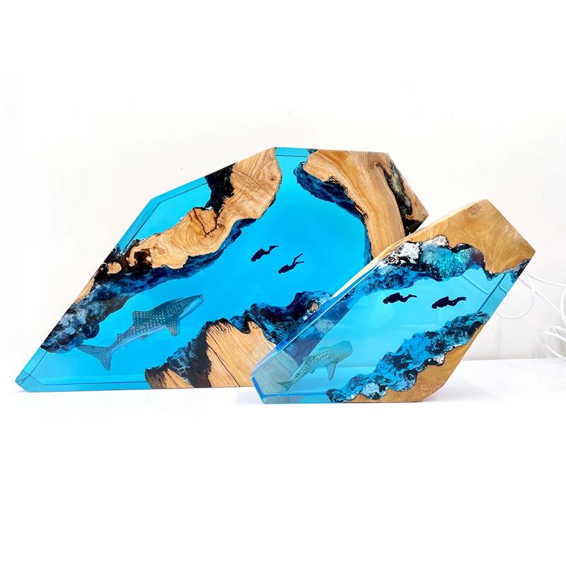 ジンベエザメ カップルダイバー ロマンチック 樹脂 ウッド ランプ