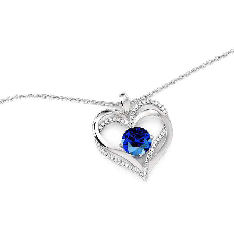 Jeulia Collar Personalizado Amor Eterno Doble Corazón con Piedra de Nacimiento