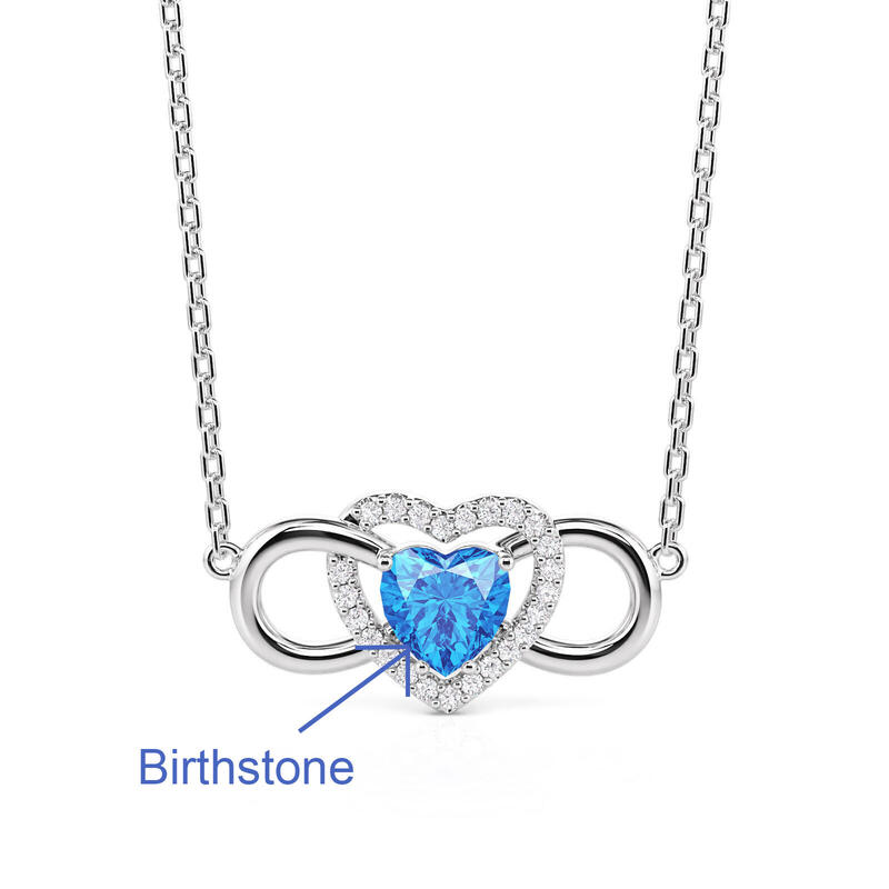 Jeulia Custom Infinity Heart Necklace with Birthstone
