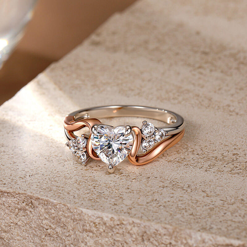 Jeulia Amore Two Tone Heart Bypass Engagement Ring