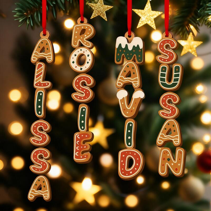 Personalized Gingerbread Letter Hanging Ornaments Fun Christmas Gifts for Friends