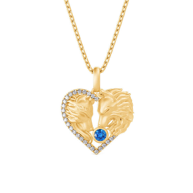 Jeulia Custom Fox Birthstone Necklace with Relief Design