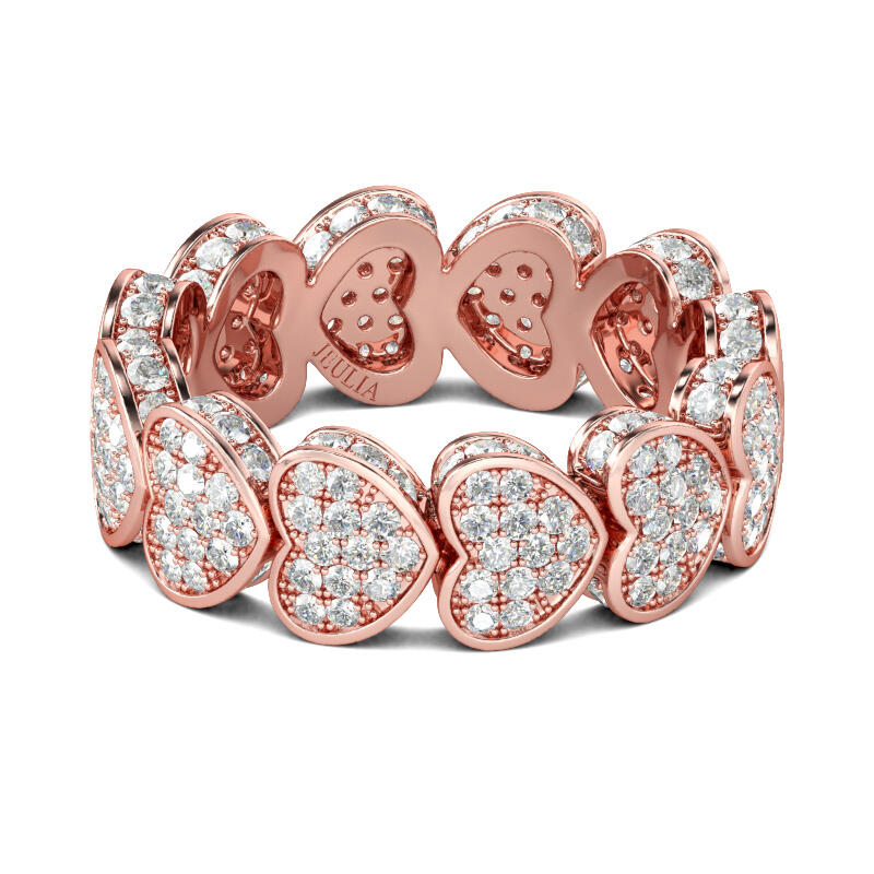 Jeulia Rose Gold Tone Heart Sterling Silver Women's Band