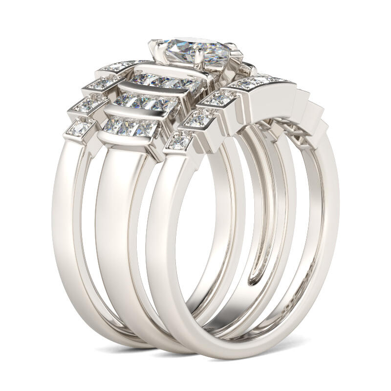 Jeulia 3PC Marquise Cut Sterling Silver Ring Set