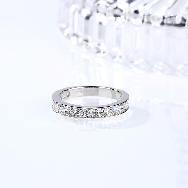 Jeulia Simple Channel Set Sterling Silver Women's Band