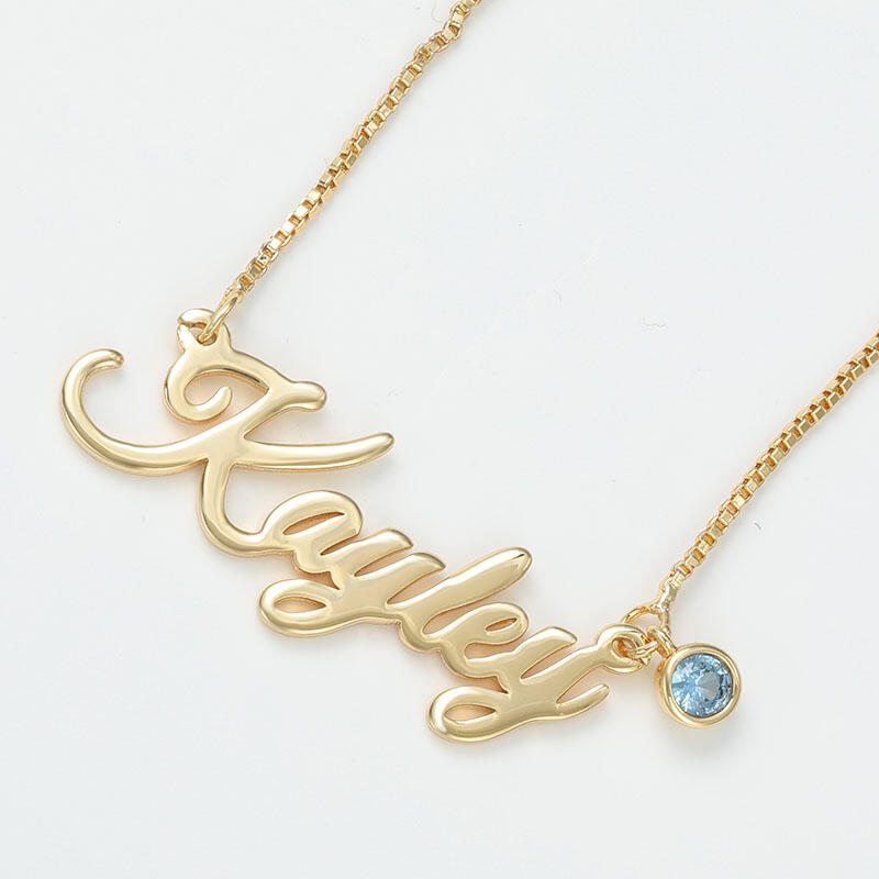 シンプル ネーム 誕生石 ネックレス