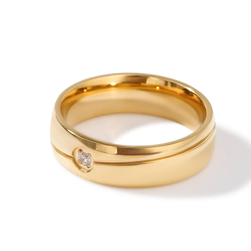 Jeulia Simple Solitaire Titanium Steel Men's Band