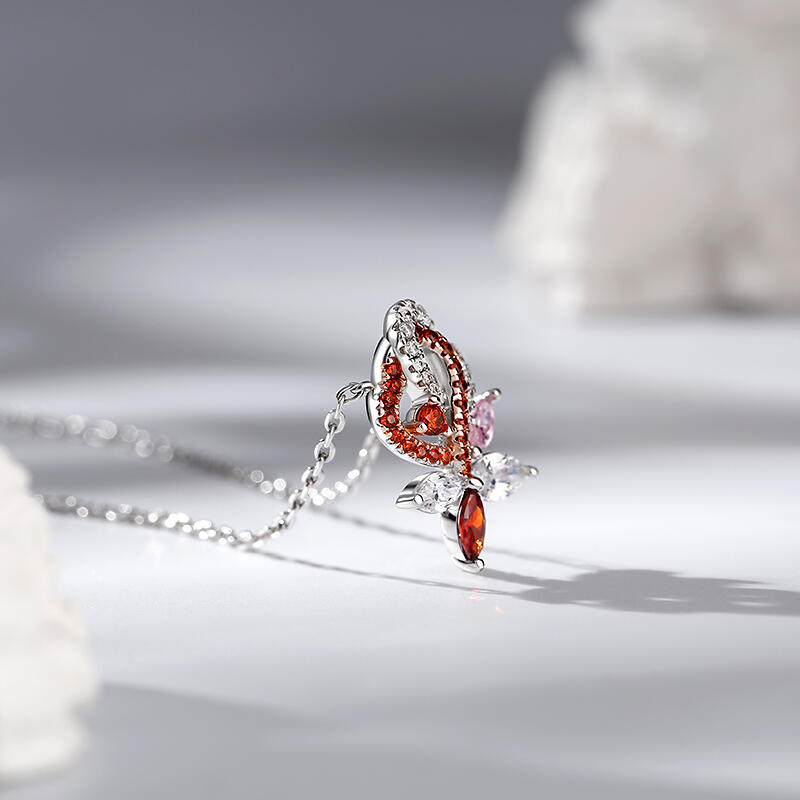 Jeulia "Soulmate" Double Heart Sterling Silver Necklace