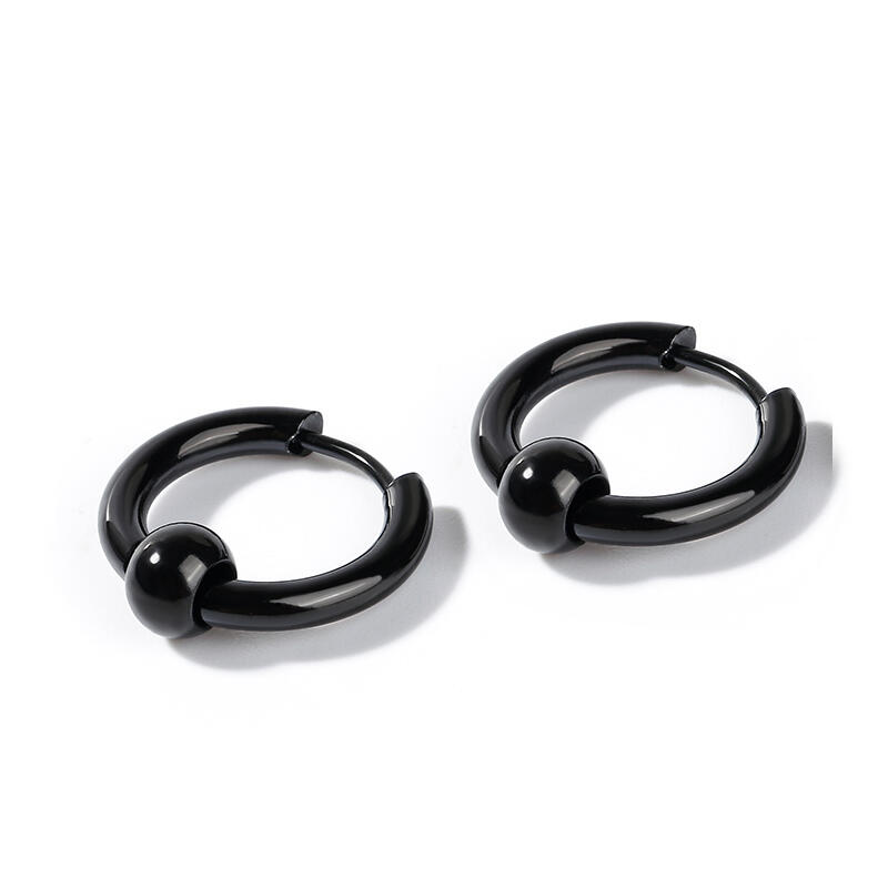 Jeulia Simple Men's Stainless Steel Hoop Earrings