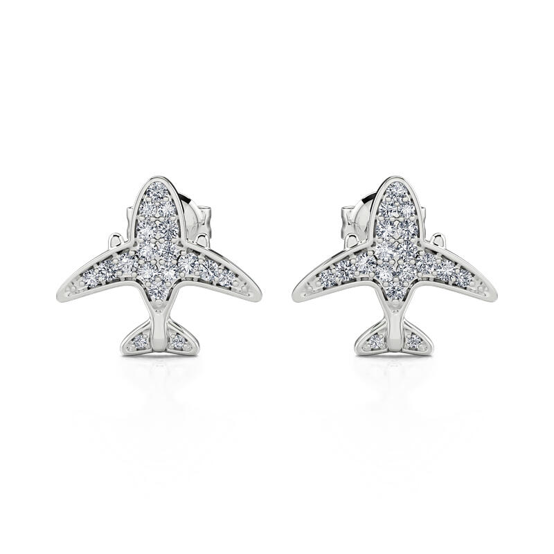 Jeulia "Flying Airplane" Sterling Silver Stud Earrings
