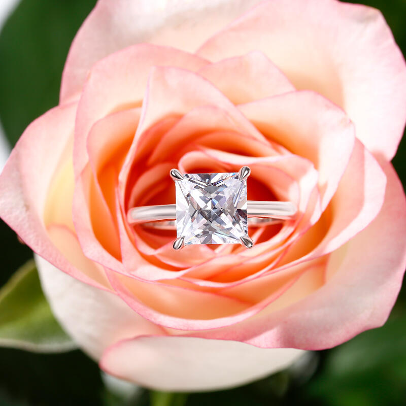 Jeulia 10K/14K/18K Gold Platinum Princess Cut Solitaire Ring