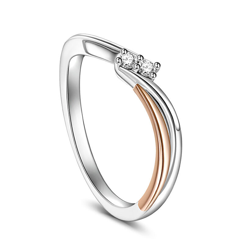 Jeulia Anillo Pareja para Mujer de Plata de Ley con Diseño en Forma de S y Corte Redondo