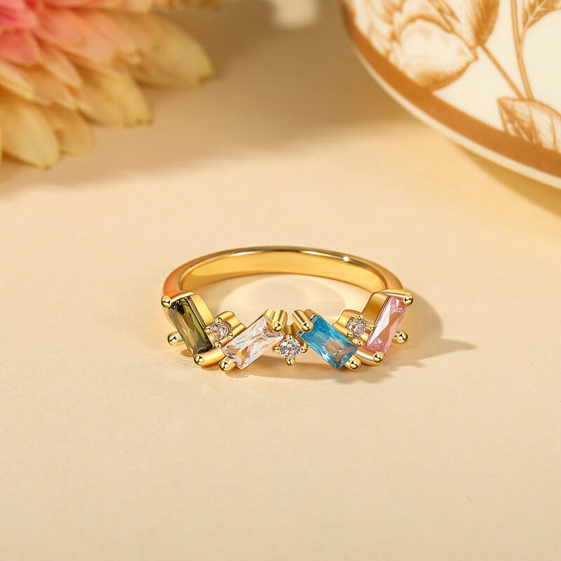 Jeulia Multicolored Gemstone Cluster Custom Women's Ring