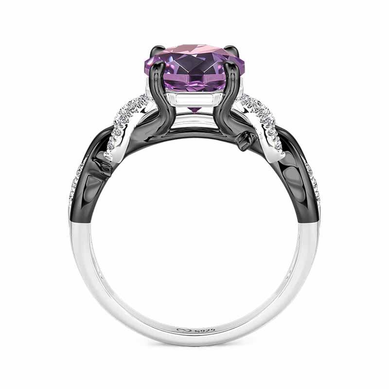 Jeulia Anillo de Compromiso Octogonal Espinas Trenzadas Bicolor Corte Rosa