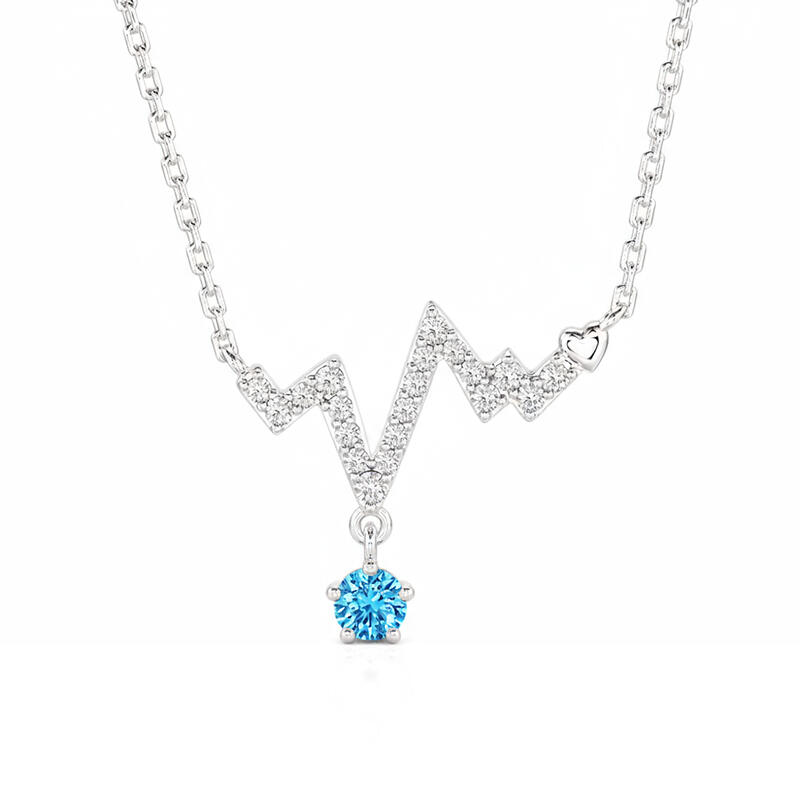 Jeulia Custom Simple Heartbeat Necklace with Birthstone