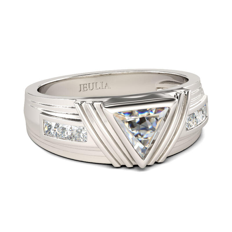 Jeulia Trillion Cut Sterling Silver Men's Band