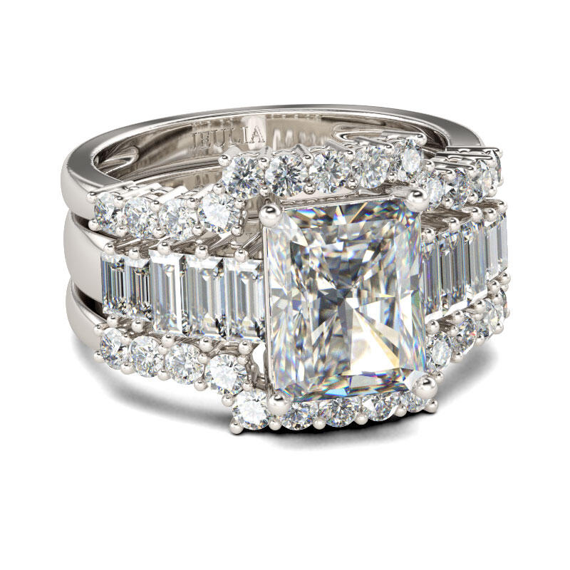 Jeulia 3PC Radiant Cut Sterling Silver Ring Set