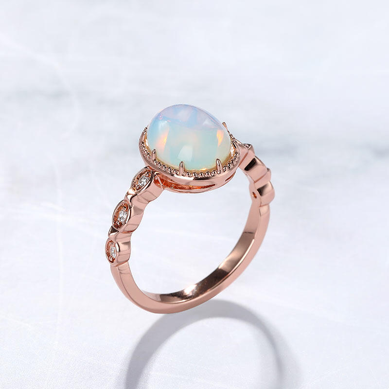 Jeulia "Enchanting Moon" Oval Cut Moonstone Sterling Silver Ring