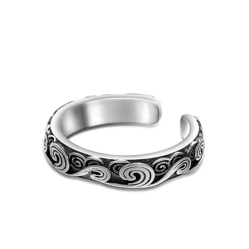 Jeulia "Vintage Cloud" Open Design Sterling Silver Women's Band