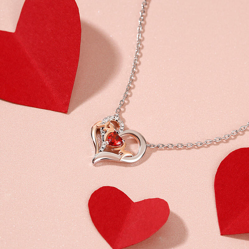 Jeulia "I Love You with All My Heart" Mom Heart Sterling Silver Necklace