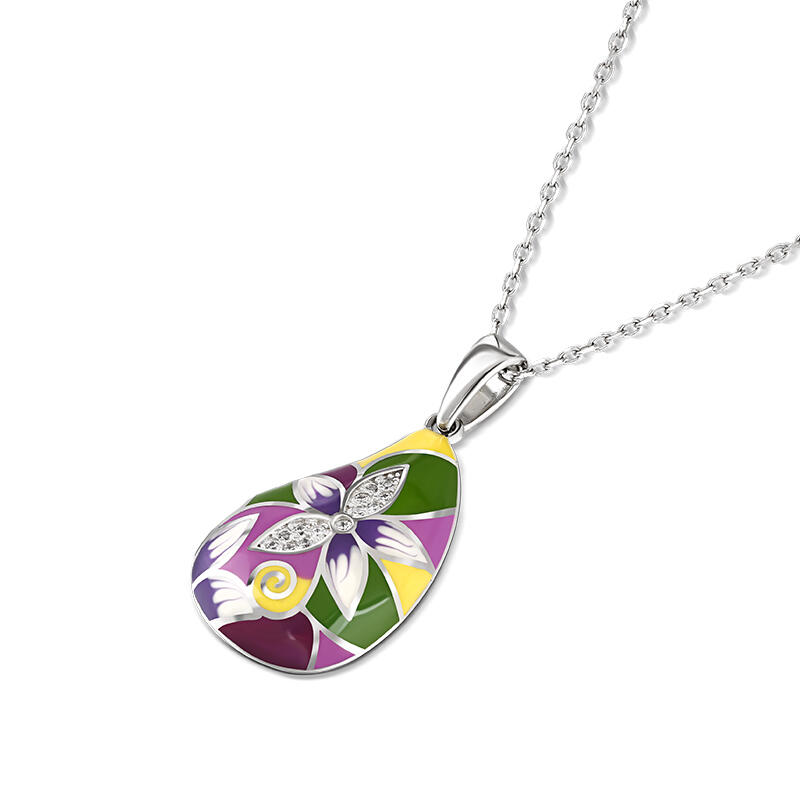 Jeulia "Brighten Your Day" Enamel Sterling Silver Necklace