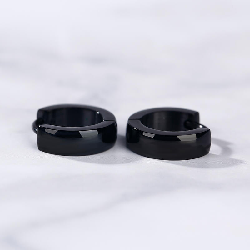 Jeulia Simple Men's Stainless Steel Hoop Earrings