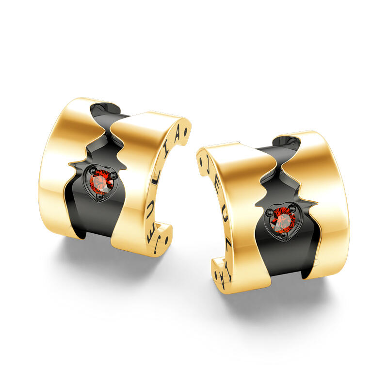 Jeulia Pendientes con diseño de caras de pareja de plata de Ley