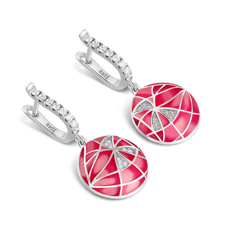Jeulia "Curve" Enamel Sterling Silver Drop Earrings