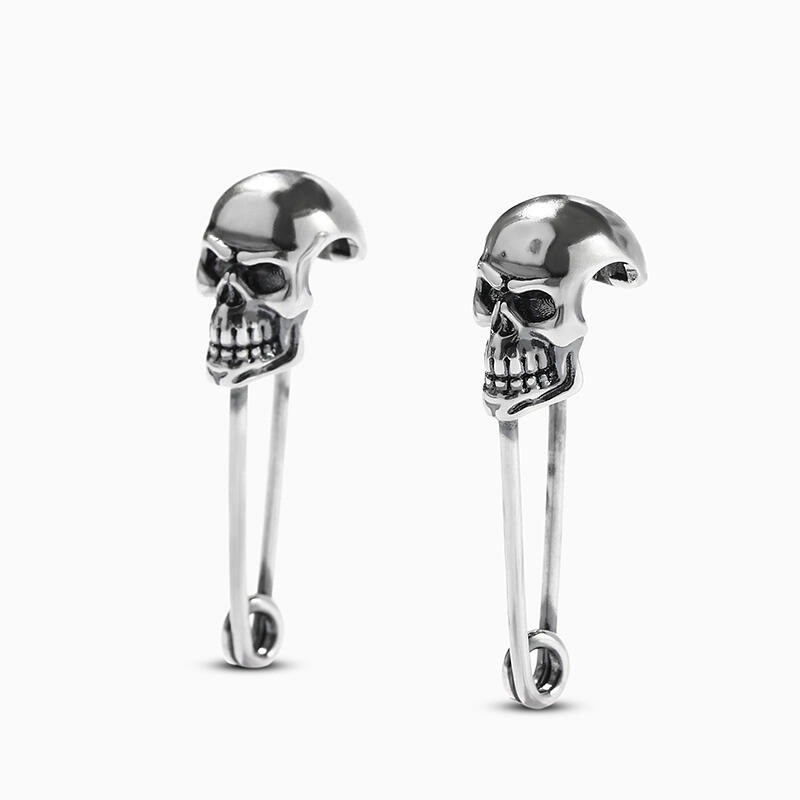 Jeulia "Skeleton Pin" Skull Sterling Silver Earrings