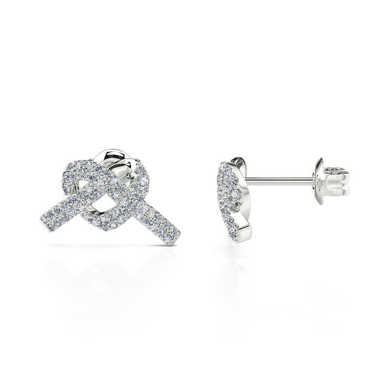 Jeulia "Into Her Heart" Knot Sterling Silver Earrings