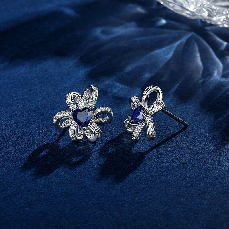 Jeulia "Love Knot" Heart Cut Sterling Silver Earrings