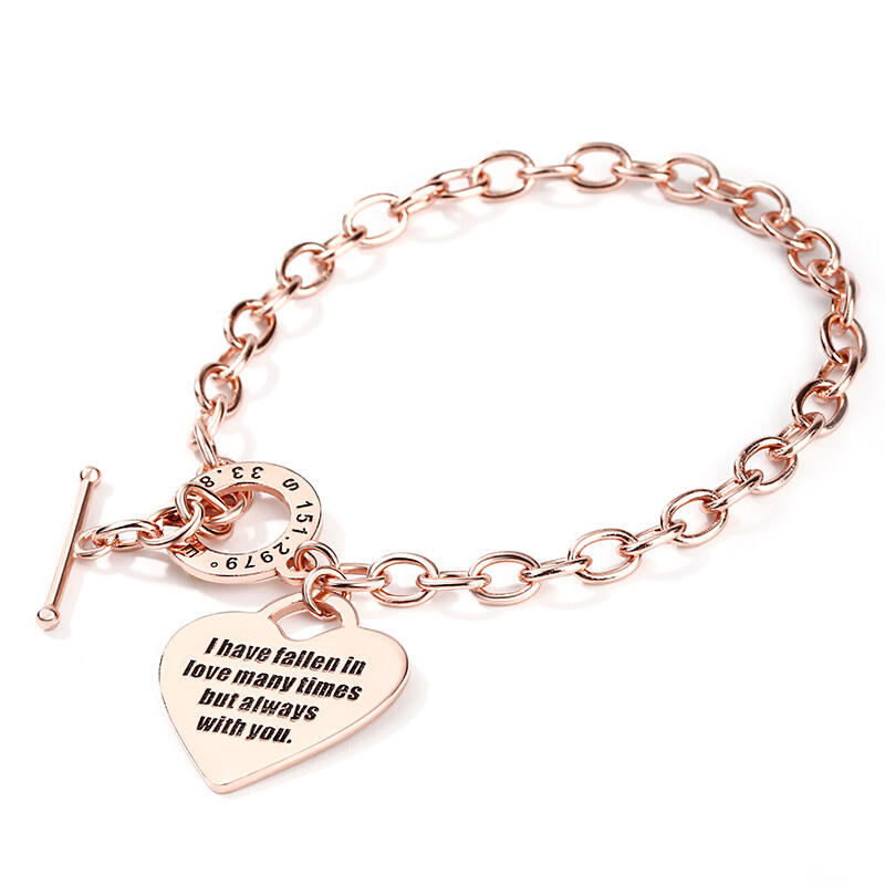 Jeulia Heart Personalized Sterling Silver Bracelet