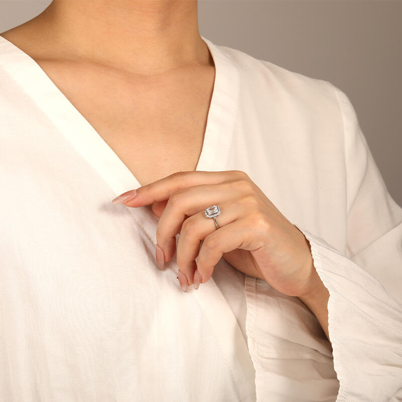 "Hopeful Future" Radiant Cut Halo Engagement Ring