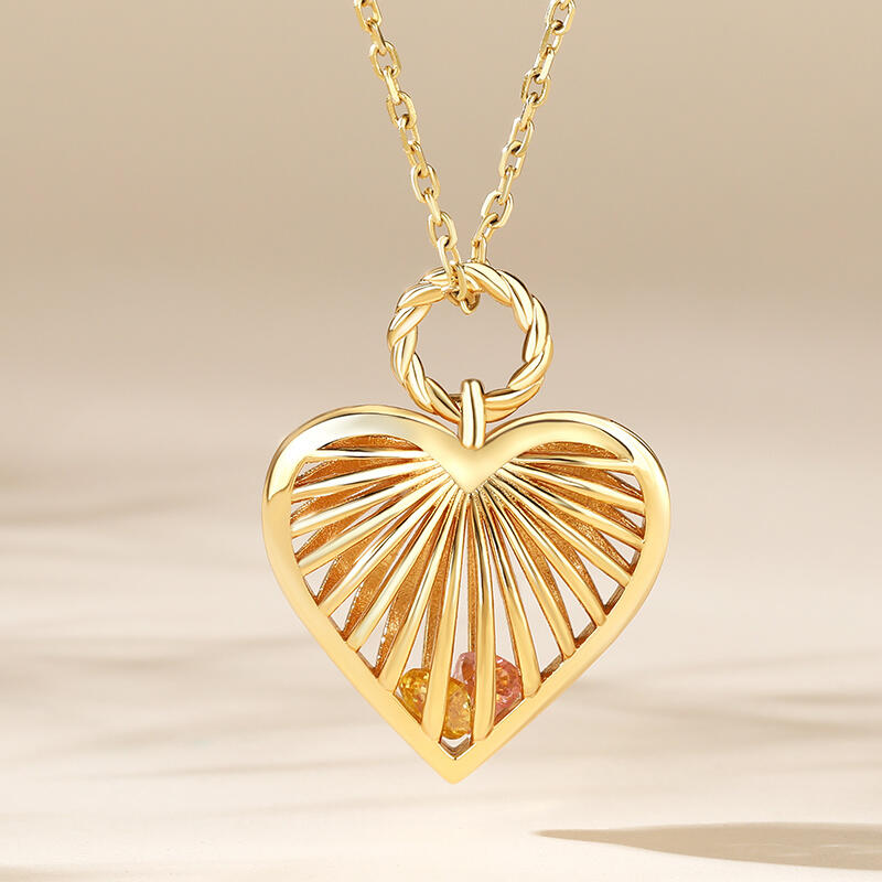 Jeulia "Family love" Birthstone Heart Cage Necklace Colorful Design