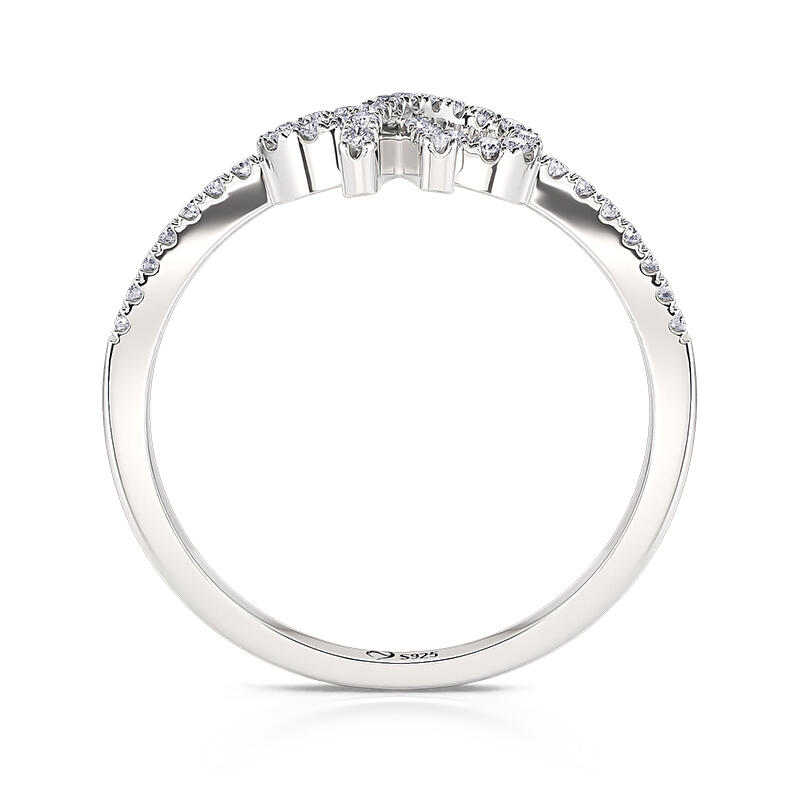 Jeulia Simple Pave Setting Bow Ring Sterling Silver