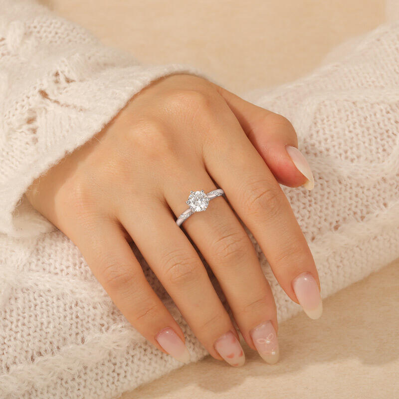 Jeulia Alianza de Boda Solitario Diseño Trenzado Personalizado para Mujer