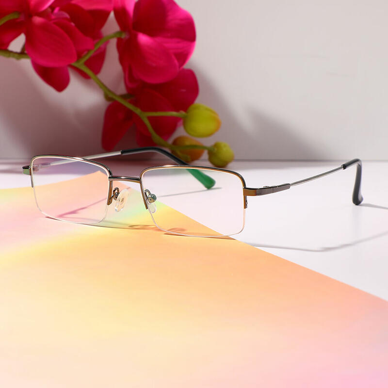 Lee Rectangle Gunmetal Glasses